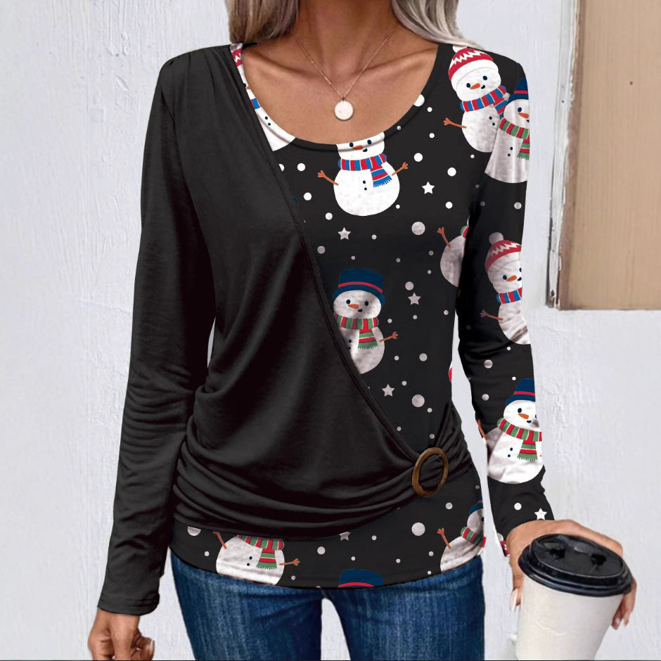 Damen Langarmshirt mit kreativem Weihnachtsdesign und praktischen Rüschendetails Heidi-Mode