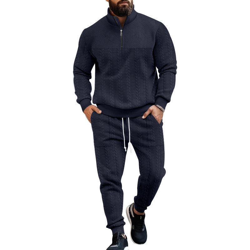 Herren Sportlicher Strickanzug mit Stehkragen und Reißverschluss Heidi-Mode