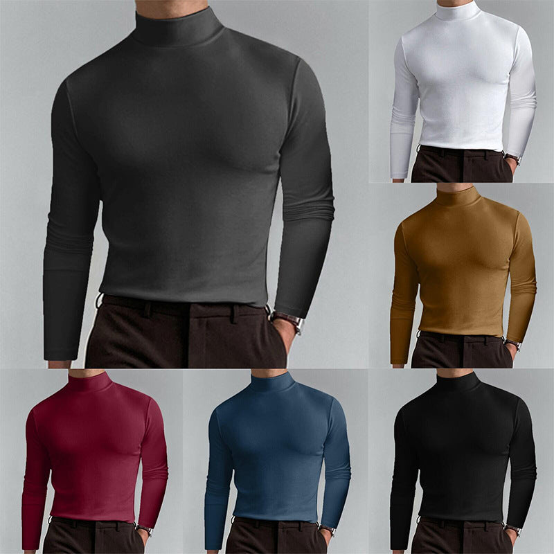 Herren Elegantes Langarm-T-Shirt mit hohem Kragen Heidi-Mode