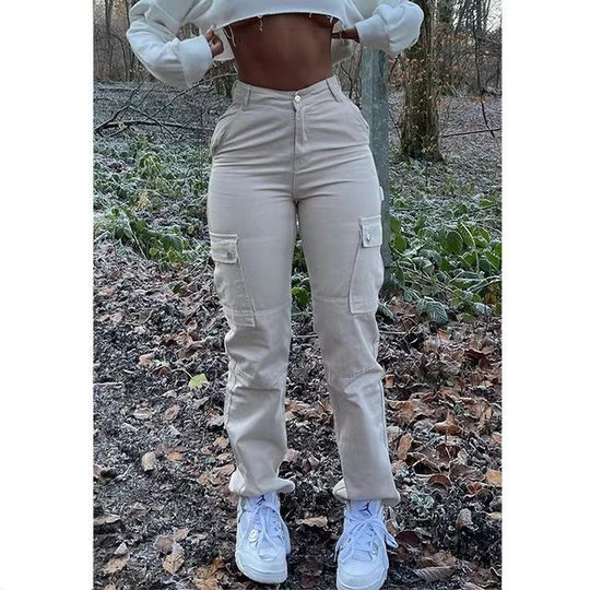 Damen weite Cargo-Jeans mit praktischen Seitentaschen und entspannter Passform Heidi-Mode