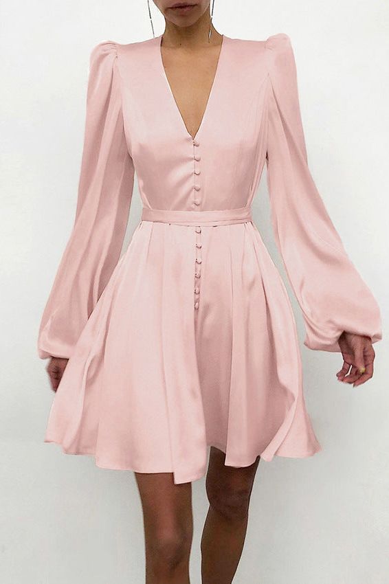 Heidi-Mode | Satin V-Ausschnitt Slim Kleid