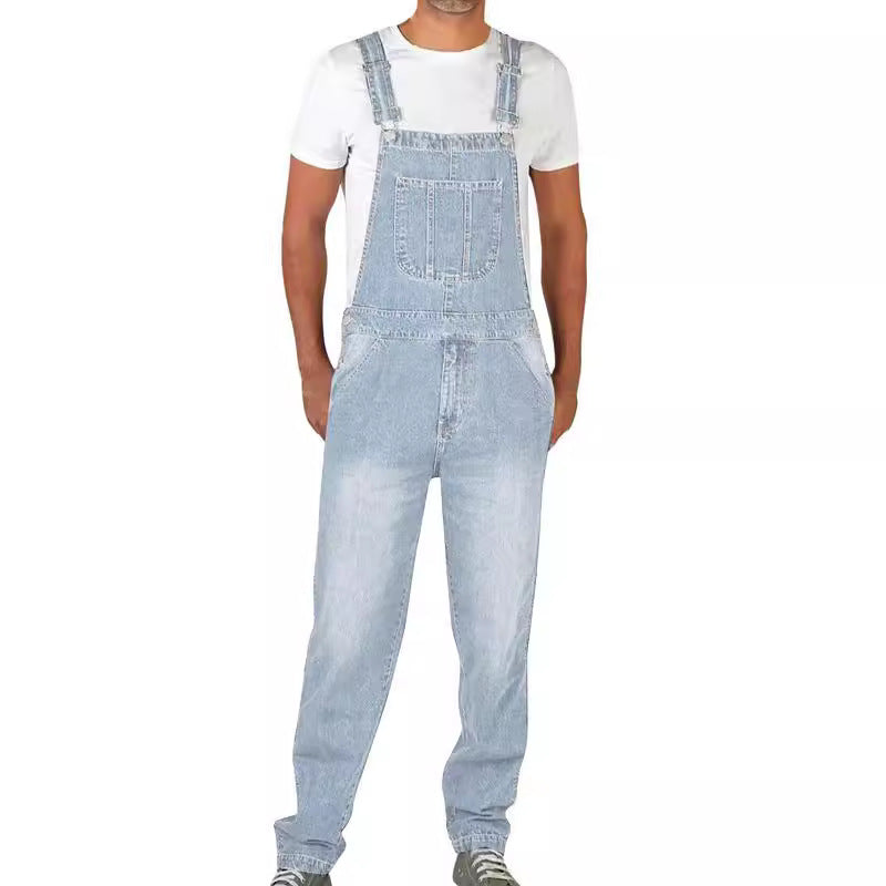 Herren Jeanslatzhose im urbanen Vintage-Stil mit praktischen Taschen Heidi-Mode
