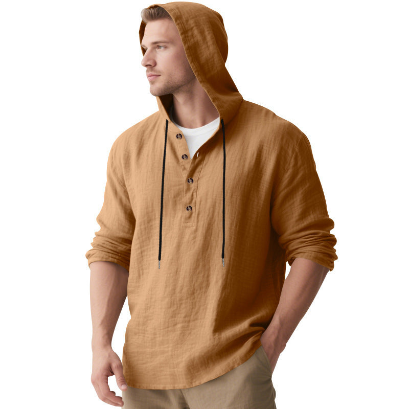 Herren Kapuzenshirt mit Knopfleiste und lässigem Schnitt Heidi-Mode