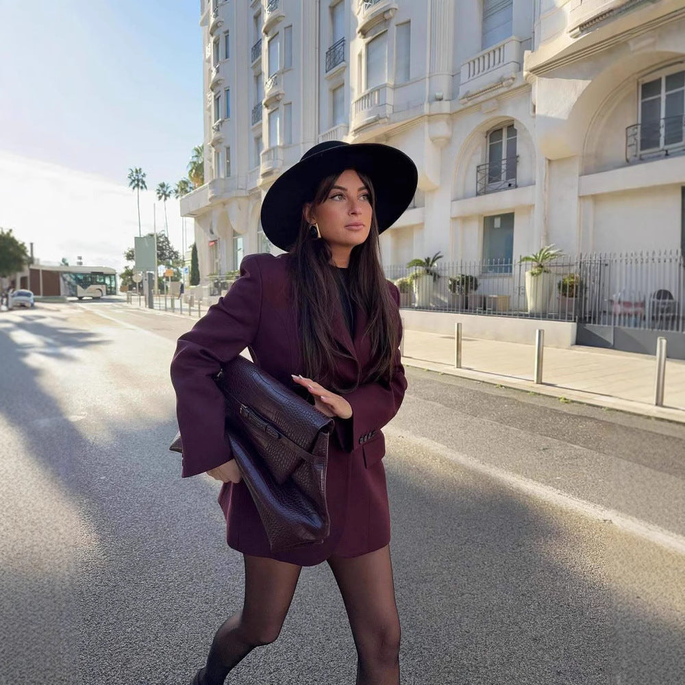 Damen Oversized Blazer aus hochwertigem Stoff mit modernen Taschen Heidi-Mode