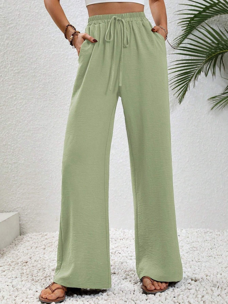 Damen Weite Sommerhose mit elastischem Bund und Tasche Heidi-Mode