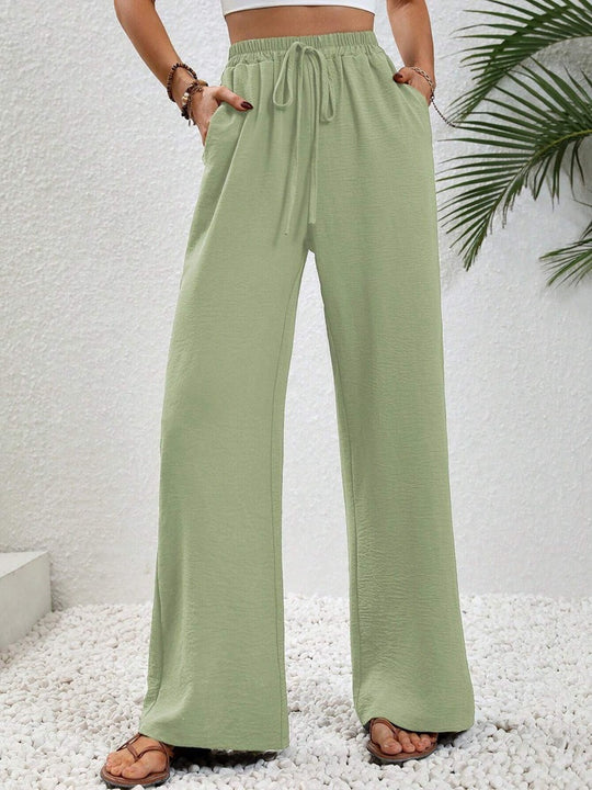 Damen Weite Sommerhose mit elastischem Bund und Tasche Heidi-Mode
