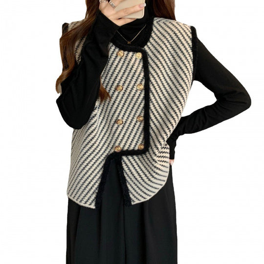 Damen Strickweste mit elegantem Schnitt und klassischen Knopfdetails Heidi-Mode