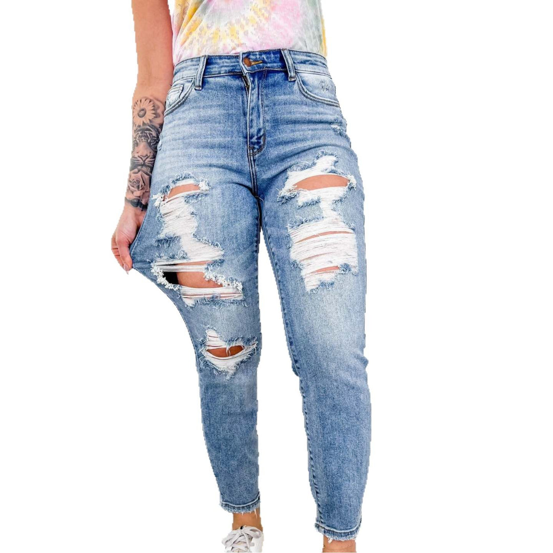 Damen Ripped Denim Jeans Heidi-Mode