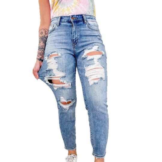 Damen Ripped Denim Jeans Heidi-Mode