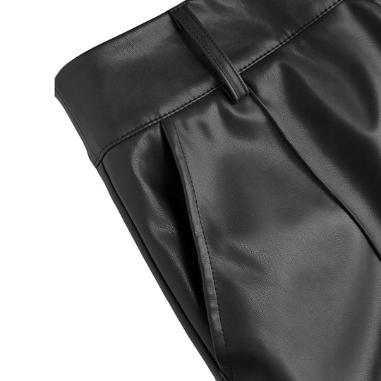 Damen elegante Culotte aus hochwertigem Kunstleder Heidi-Mode