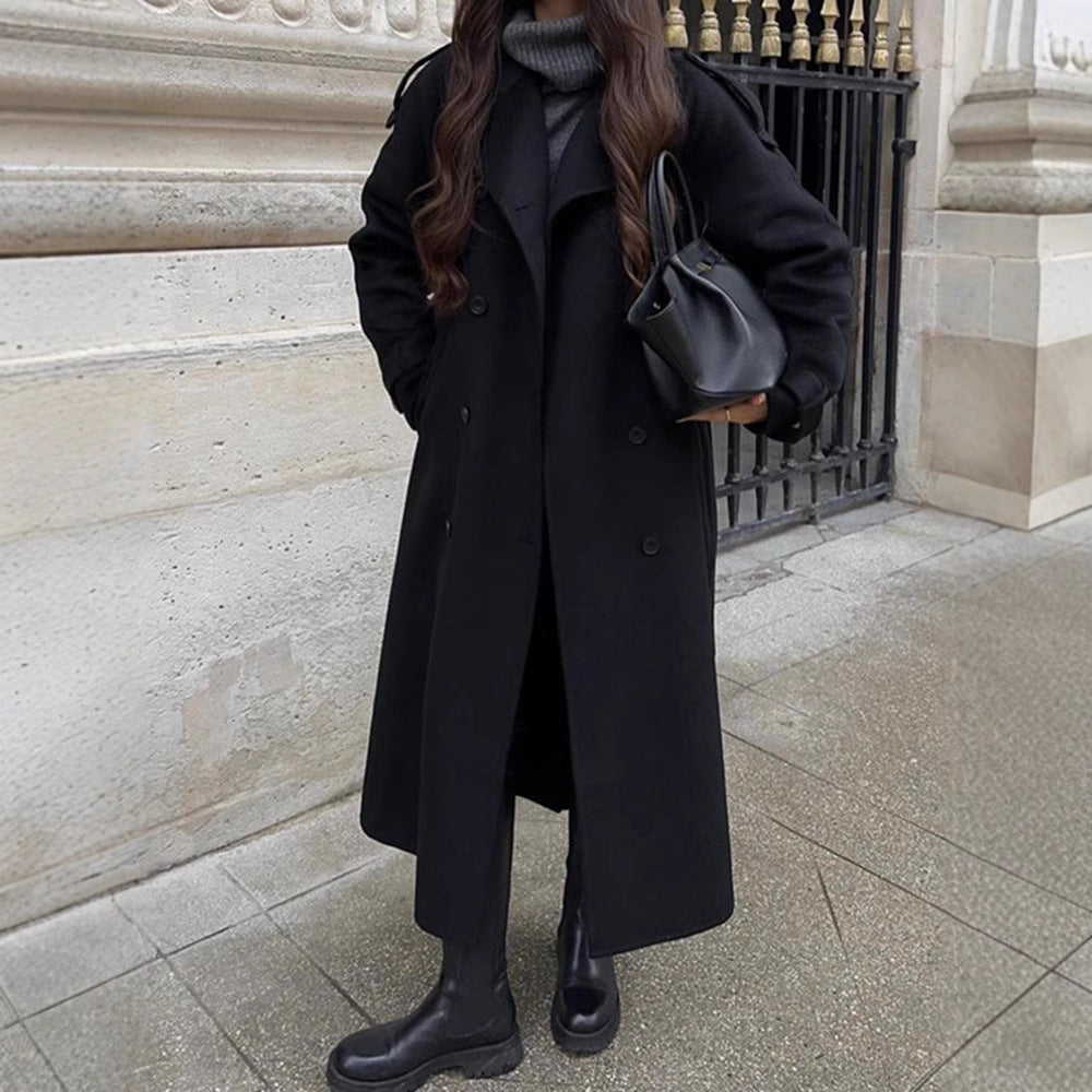 Damen eleganter Bouclé-Mantel mit praktischen Knopfdetails Heidi-Mode