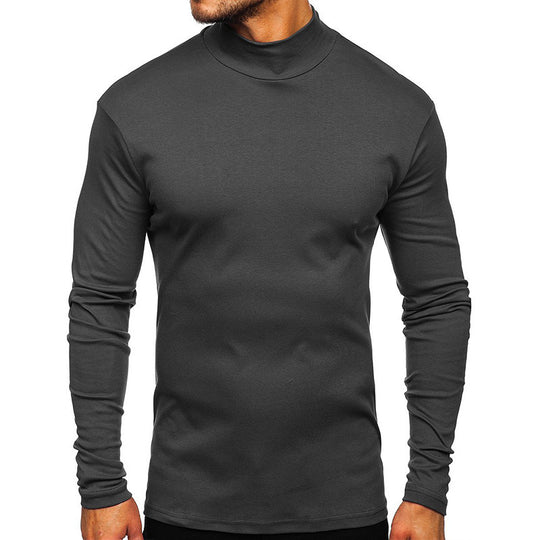 Herren Langarmshirt mit Stehkragen aus hochwertigem Material Heidi-Mode