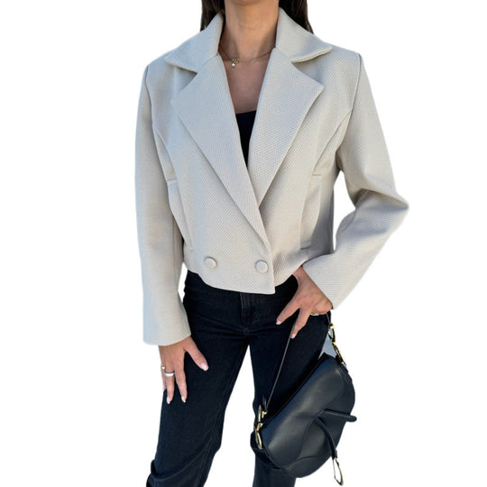 Damen Cropped Doppelreihiger Blazer Heidi-Mode