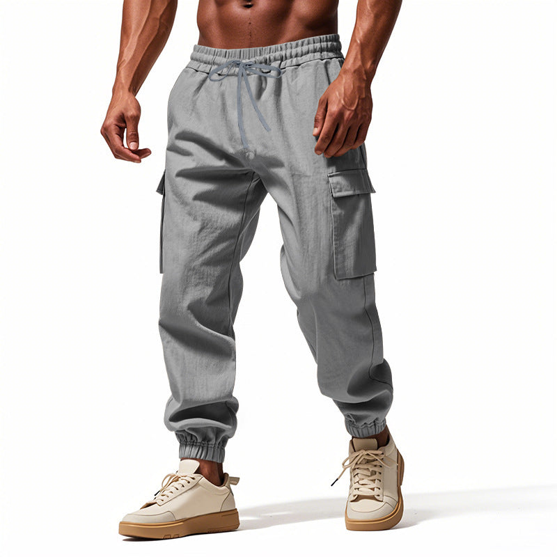 Herren Cargo-Trainingshose mit elastischem Bund und praktischen Seitentaschen Heidi-Mode