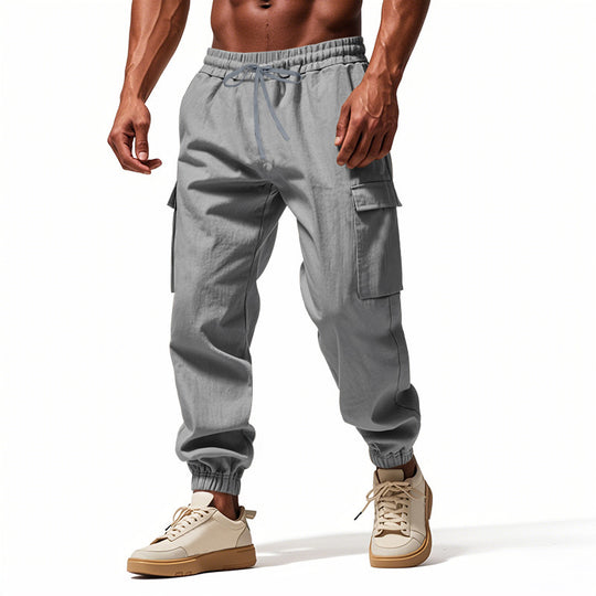 Herren Cargo-Trainingshose mit elastischem Bund und praktischen Seitentaschen Heidi-Mode