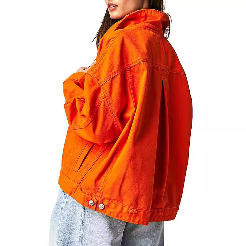 Damen lässige Jeansjacke im Oversized-Stil mit dekorativen Fransen Heidi-Mode