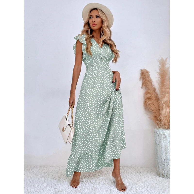 Damen Maxikleid mit Rüschendetails und verspieltem Muster Heidi-Mode