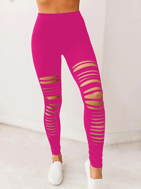 Damen Sportliche Leggings mit modischem Riss-Design Heidi-Mode