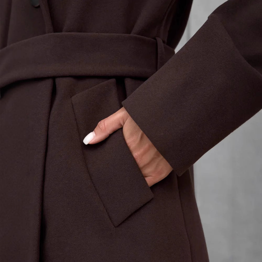 Damen Eleganter Wollmantel im doppelreihigen Design Heidi-Mode