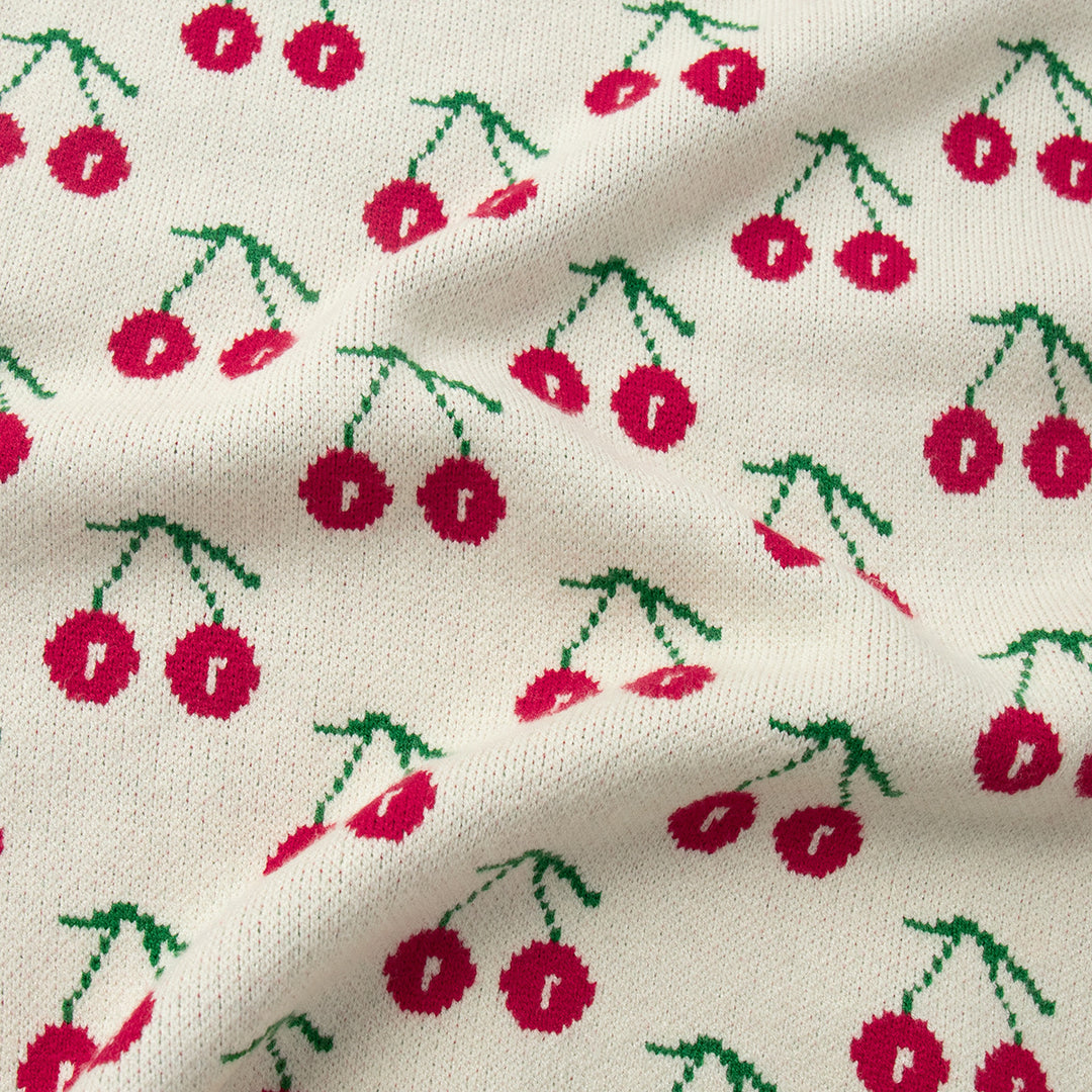 Damen Kuscheliger Strickpulli mit Kirschenmuster Heidi-Mode