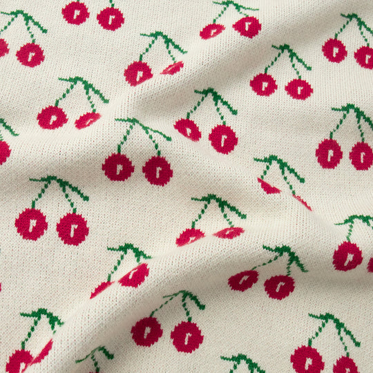 Damen Kuscheliger Strickpulli mit Kirschenmuster Heidi-Mode