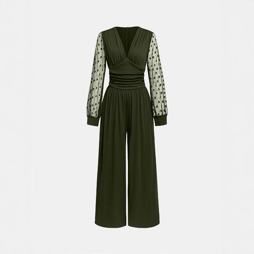 Damen Overall mit transparenten Puffärmeln Heidi-Mode