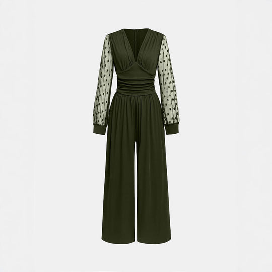 Damen Overall mit transparenten Puffärmeln Heidi-Mode