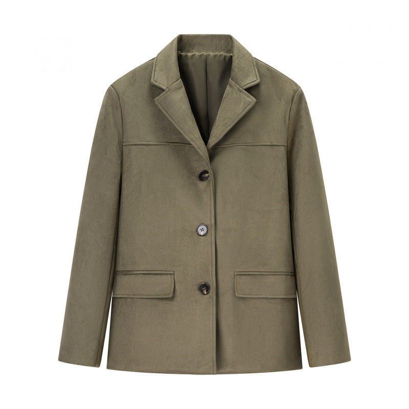 Damen klassische Blazerjacke aus weichem Material mit aufgesetzten Taschen Heidi-Mode