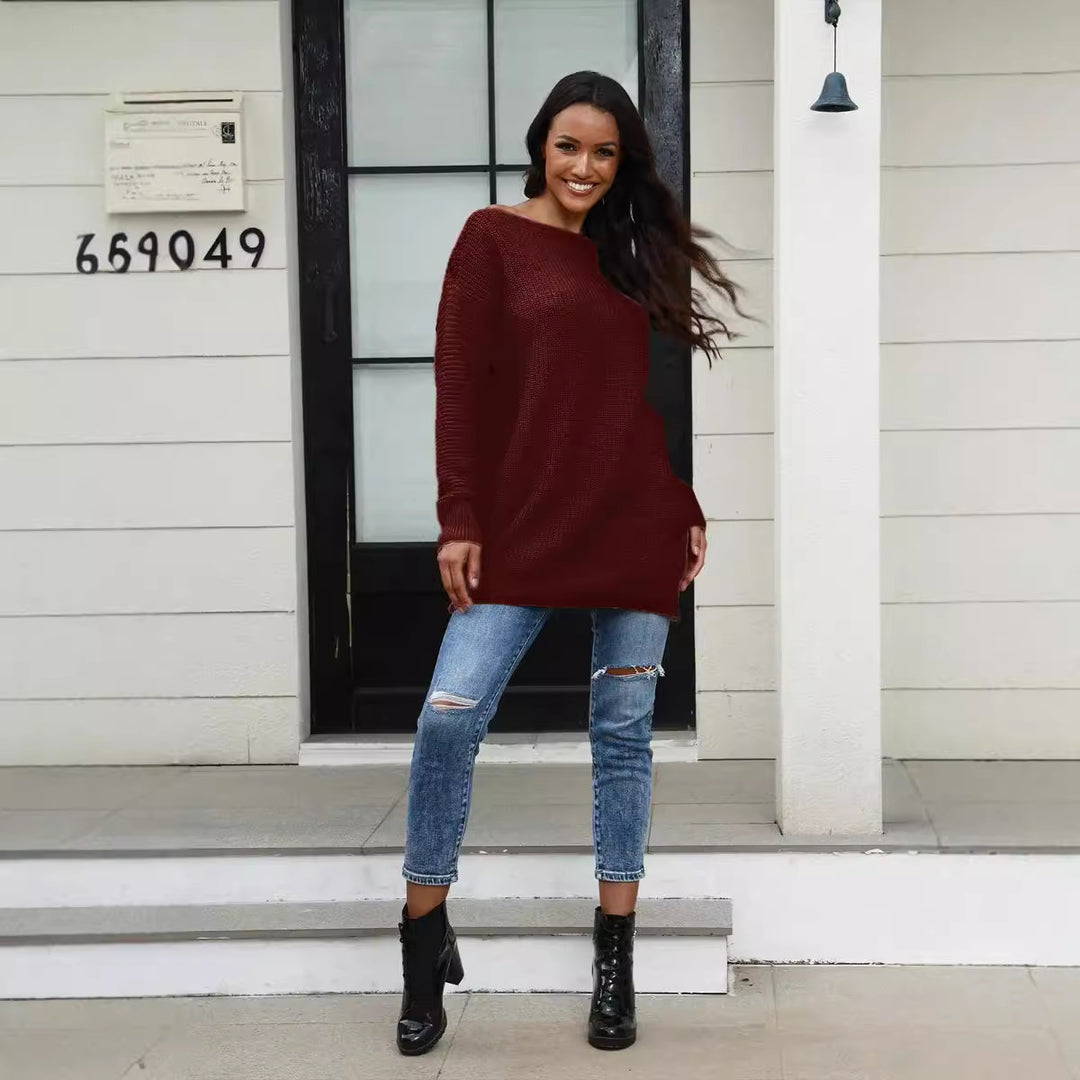Damen Oversized Strickpullover mit Struktur und weitem Schnitt Heidi-Mode