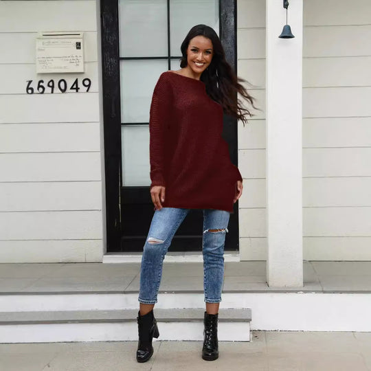 Damen Oversized Strickpullover mit Struktur und weitem Schnitt Heidi-Mode