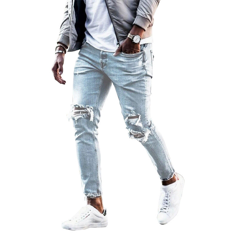 Herren Ripped Jeans im modernen Used-Look mit lässigem Schnitt Heidi-Mode