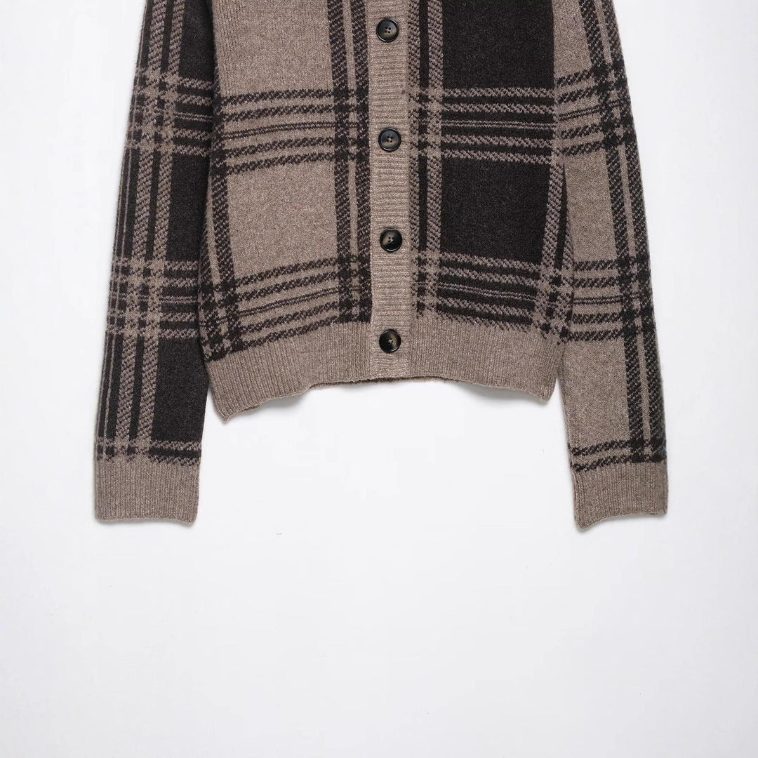 Damen Chicer Karoknopf-Pullover Heidi-Mode