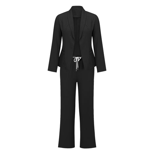 Damen eleganter Jumpsuit mit Blazer-Optik und verstellbarem Taillenzug Heidi-Mode