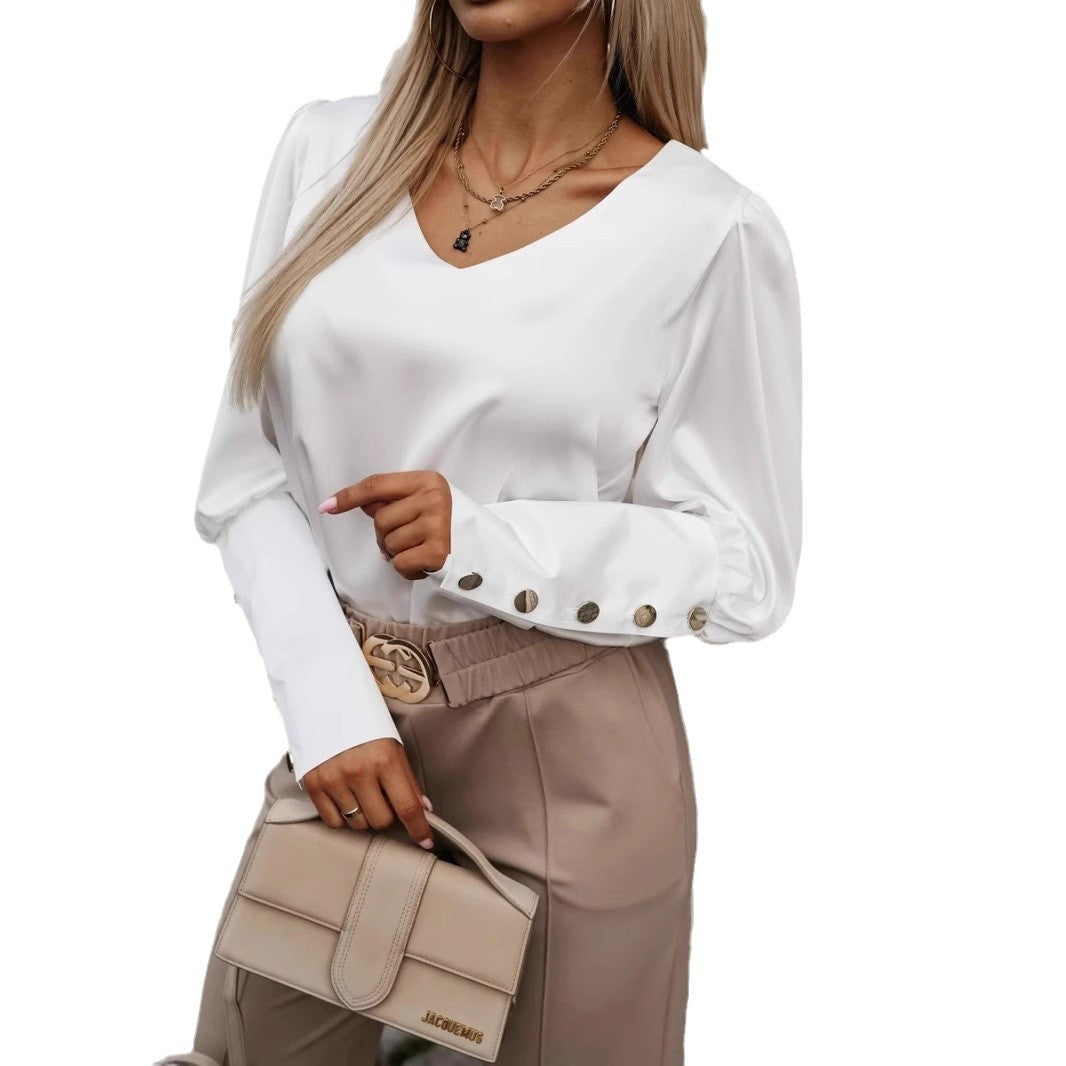 Damen gehobenes Oberteil mit eleganten Knopfdetails Heidi-Mode