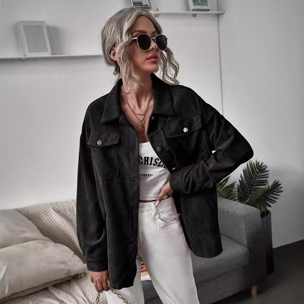 Damen Cordjacke mit praktischen Taschen und modernem Schnitt Heidi-Mode