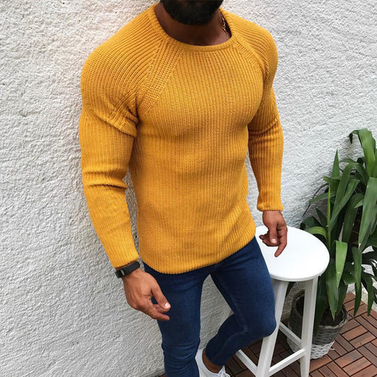 Herren Strickpullover mit strukturierter Oberfläche und Raglanärmeln Heidi-Mode