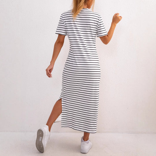 Damen gestreifte Midi-Kleid Heidi-Mode