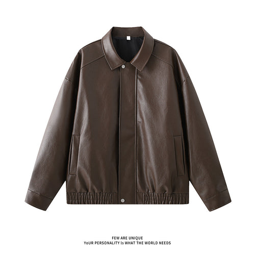 Herren elegante Kunstlederjacke mit elastischem Bund Heidi-Mode