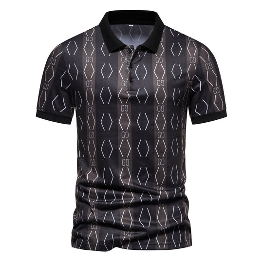 Herren Poloshirt mit einzigartigem grafischen Muster und modernem Kragen Heidi-Mode