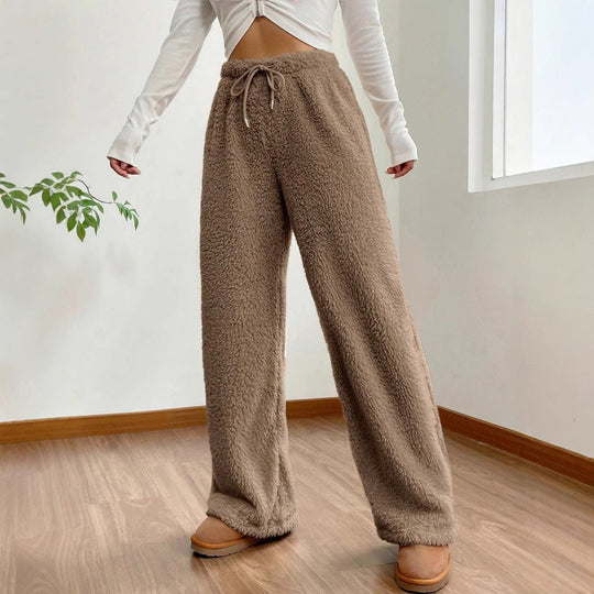 Damen kuschelige Fleece-Hose mit weitem Schnitt Heidi-Mode