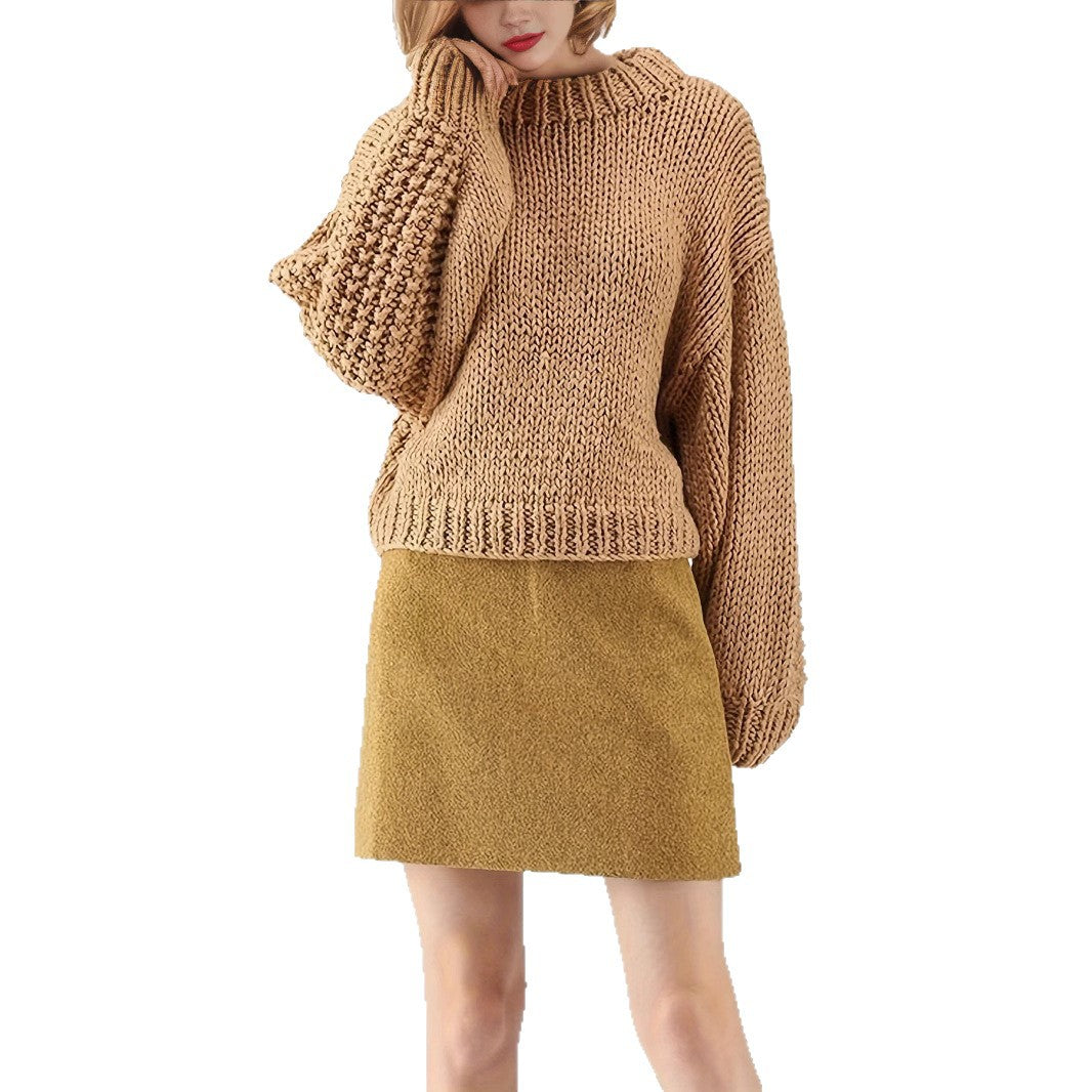 Damen Grobstrickpullover mit weitem Schnitt und Oversized-Ärmeln Heidi-Mode