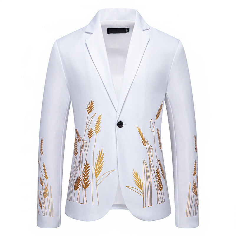 Damen Eleganter Blazer mit kunstvollem Pflanzenmuster und feiner Textur Heidi-Mode