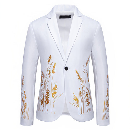 Damen Eleganter Blazer mit kunstvollem Pflanzenmuster und feiner Textur Heidi-Mode