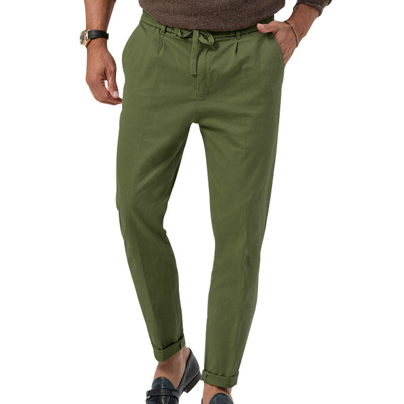 Herren entspannte Chinohose mit verstellbarem Kordelzug und seitlichen Taschen Heidi-Mode