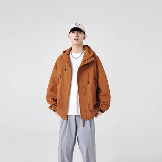 Herren Windbreaker-Jacke mit verstellbarem Kapuzenkragen und praktischen Taschen Heidi-Mode