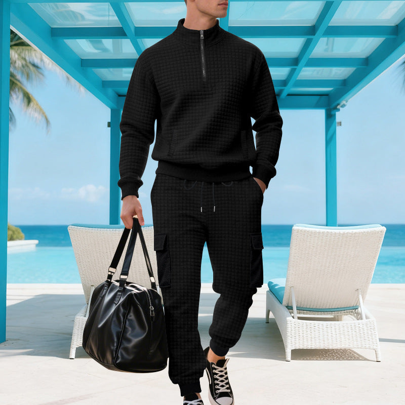 Herren Sweatshirt und Jogginghose Set mit Reißverschluss und praktischen Taschen Heidi-Mode