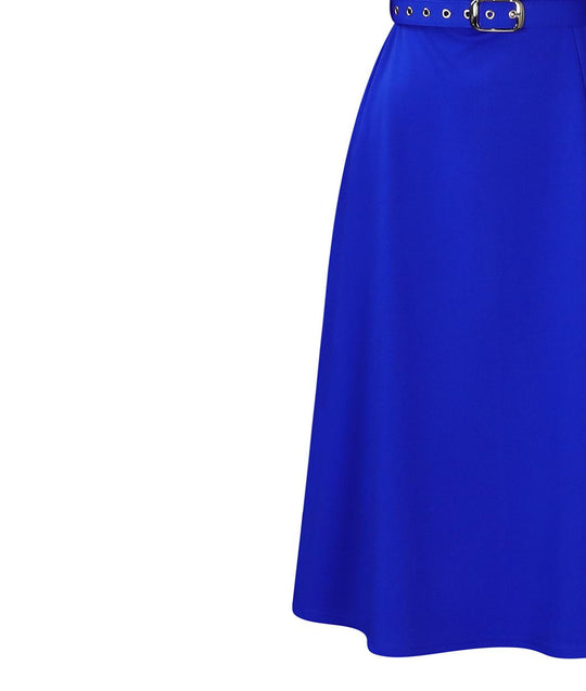 Damen ausgestelltes Kleid mit elegantem Schnitt und schickem Taillengürtel Heidi-Mode
