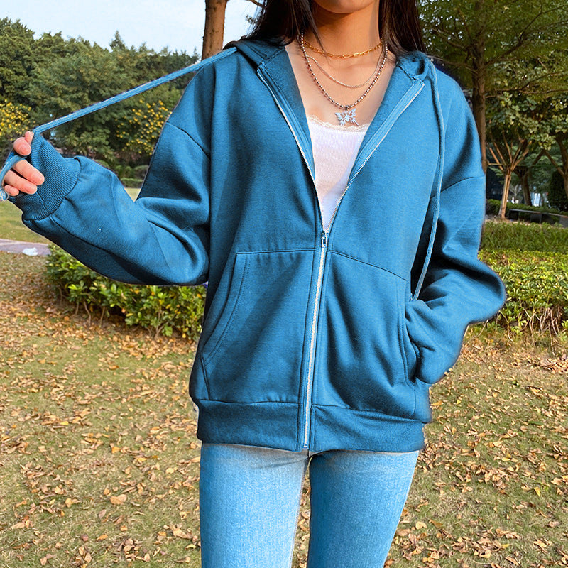 Damen Freizeit Übergroße Zip-Up Hoodie Heidi-Mode