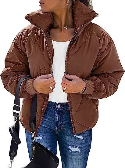 Damen Wärmeisolierte Steppjacke mit hohem Kragen und elastischen Bündchen Heidi-Mode