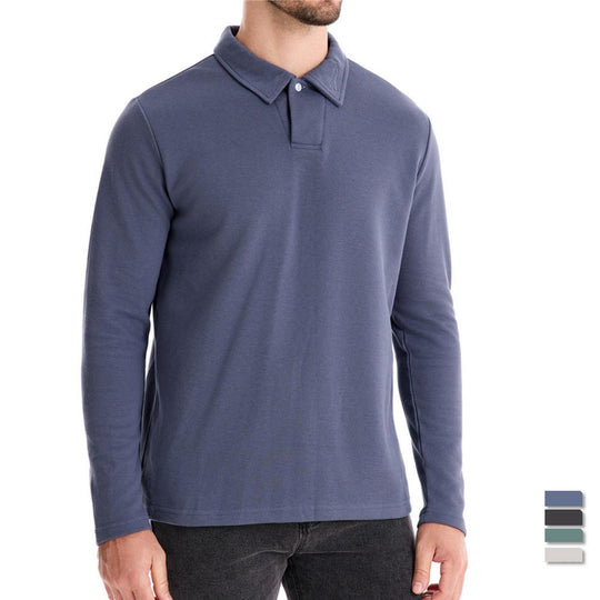 Herren Langarm Poloshirt mit intensivem Struktur-Design und klassischem Kragen Heidi-Mode